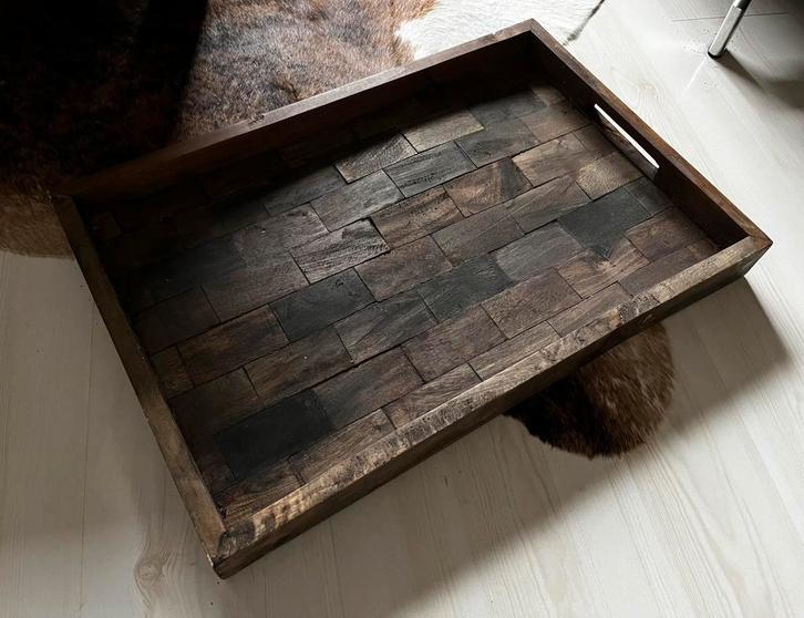 Groot solide, zware houten dienblad., Huis en Inrichting, Woonaccessoires | Dienbladen, Nieuw, Hout, Rechthoekig, Ophalen