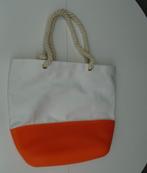TAS STRANDTAS SHOPPER CANVAS SILICONE WIT ORANJE NIEUW, -, -, Shopper, Nieuw