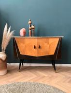 vintage dressoir in rockabilly-stijl met glazen bovenblad, Vintage, 50 tot 100 cm, 25 tot 50 cm, Vintage