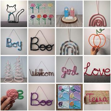 Gepunnikte woorden, figuren, naam, decoratie, cadeautje  beschikbaar voor biedingen