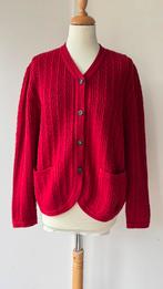 Vintage bordeaux rood vest kabel 60% wol gebreid 40 42 m l, Maat 38/40 (M), Geen, Geen, Ophalen of Verzenden