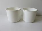 2 vintage Somé Vena creme witte kunststof bloempotten 13 cm, Tuin en Terras, Bloempotten, Kunststof, Rond, Binnen, Ophalen of Verzenden