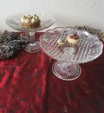 Set oude glazen bonbonschaaltjes op hoge voet, Ophalen of Verzenden