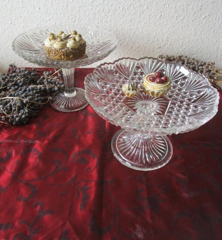 Set oude glazen bonbonschaaltjes op hoge voet, Antiek en Kunst, Antiek | Glas en Kristal, Ophalen of Verzenden