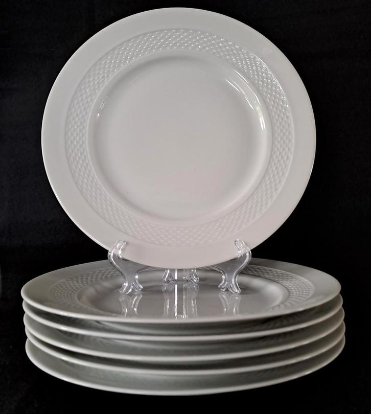 6 Witte porseleinen dinerborden Hutschenreuter Tradition, Huis en Inrichting, Keuken | Servies, Zo goed als nieuw, Bord(en), Overige stijlen