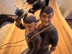 Unieke Lamp met Twee Mannen Onder Lantaarnpaal, Ophalen of Verzenden, Gebruikt, Hout, 150 tot 200 cm