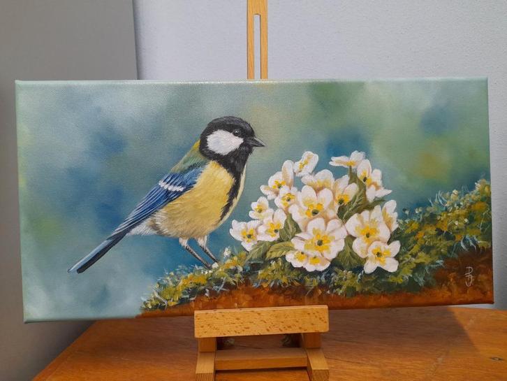 OPRUIMING schilderij koolmees _ eigen werk_  vogelschilderij, Huis en Inrichting, Woonaccessoires | Schilderijen, Tekeningen en Foto's