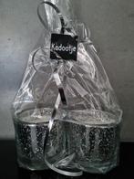 Kerst KADO-TIP: 2x kaars in zilverglitterglas, Nieuw, Overige materialen, Nieuw, Ophalen of Verzenden, Wit