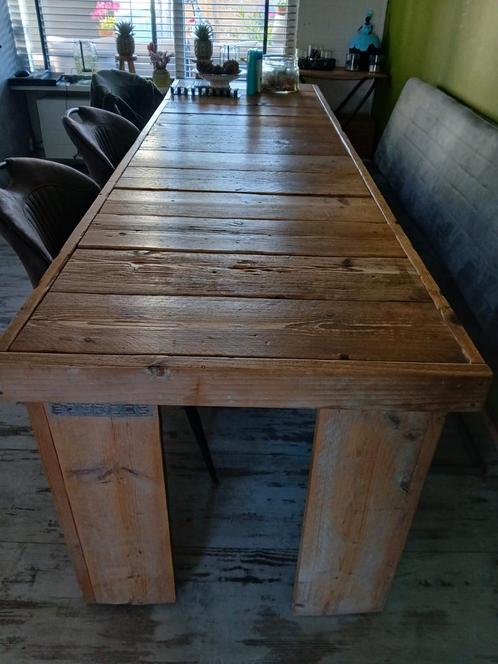 Nette steigerhouten eettafel., Tuin en Terras, Tuintafels, Gebruikt, Rechthoekig, Hout, Ophalen