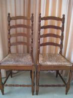 2 kerkstoelen in hout met rieten zitvlak, Ophalen of Verzenden