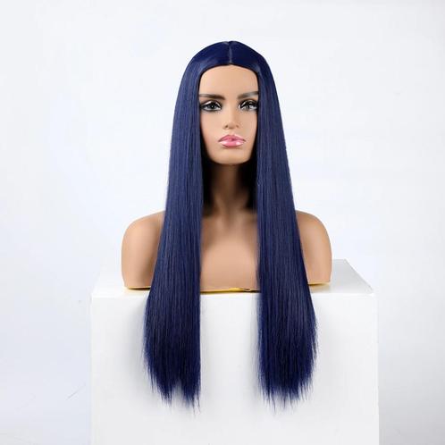 Donkerblauwe Lange Pruik Dames Vrouwen Blauw Haarstuk Haar, Sieraden, Tassen en Uiterlijk, Uiterlijk | Haarverzorging, Nieuw, Pruik of Haarverlenging