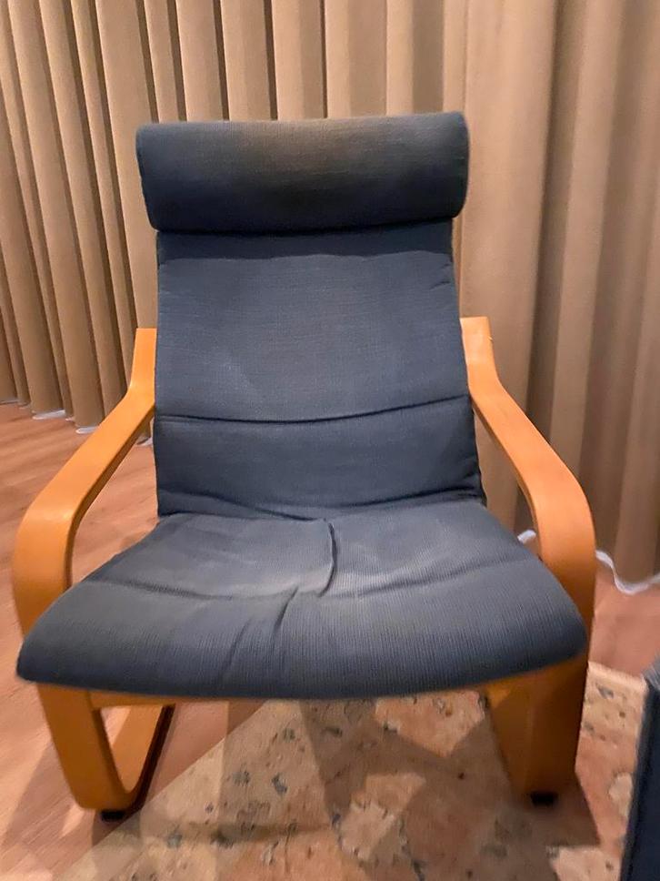 IKEA Stoel met Hocker, Huis en Inrichting, Fauteuils, Gebruikt, Hout, 50 tot 75 cm, 75 tot 100 cm, Ophalen