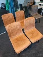 4x eetkamerstoel Boxer stof soft cognac showroommodel, Ophalen, Bruin, Nieuw, Vier