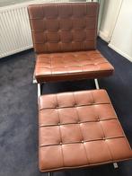 Originele Knoll Barcelona Stoel met Voetenbank, Huis en Inrichting, Fauteuils, Ophalen of Verzenden, Zo goed als nieuw, Leer, 75 tot 100 cm