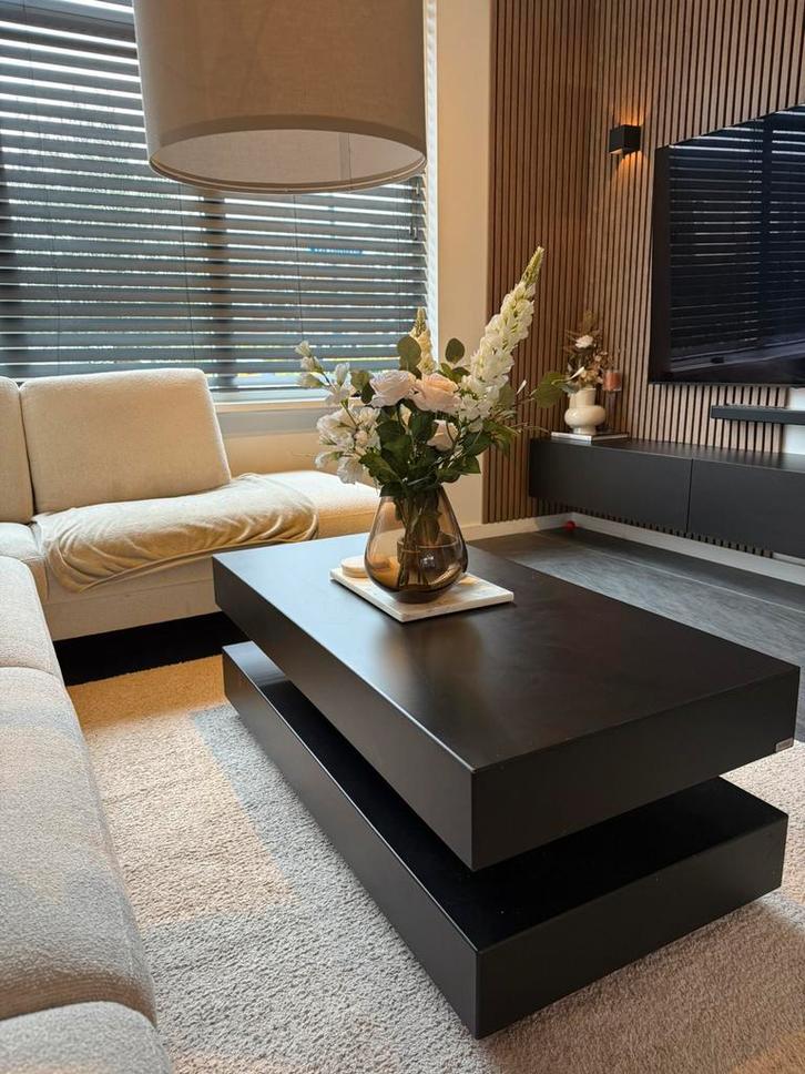 Blok salon tafel zwart, Huis en Inrichting, Tafels | Salontafels, Zo goed als nieuw, Minder dan 50 cm, 50 tot 100 cm, Rechthoekig