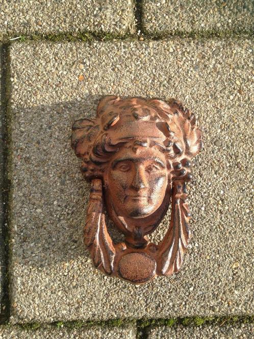 Deurklopper gezicht gietijzer Kleur Roestbruin, Tuin en Terras, Tuinwanddecoratie, Nieuw, Ophalen of Verzenden