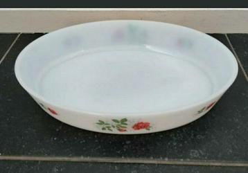 Ovenschaal,RETRO,ACROPOL FRANCE,wit,vuurvast,Vintage,bloem beschikbaar voor biedingen