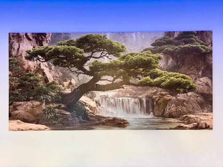 Schilderij met waterval en boom, Huis en Inrichting, Woonaccessoires | Schilderijen, Tekeningen en Foto's, Zo goed als nieuw, Schilderij