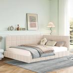 Gestoffeerd velvet bed 140x200 beige, Ophalen, Tweepersoons, 140 cm, Zo goed als nieuw