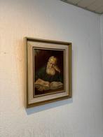 Schilderij olieverf, oude wijze man leest bijbel, Ophalen of Verzenden