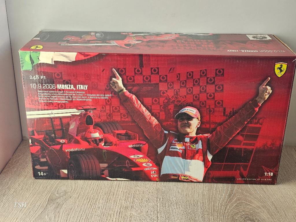 Ferrari 248 F1, M. Schumacher # 5, Monza 2006, 90e GP-zege., Hobby en Vrije tijd, Modelauto's | 1:18, Zo goed als nieuw, Auto