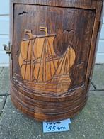 Brocante eiken bijzettafeltje als drankenbar dienblad kerst., Ophalen of Verzenden