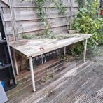 GRATIS Steigerhouten tuintafel - opknapper!, Ophalen, Gebruikt, Rechthoekig, Hout