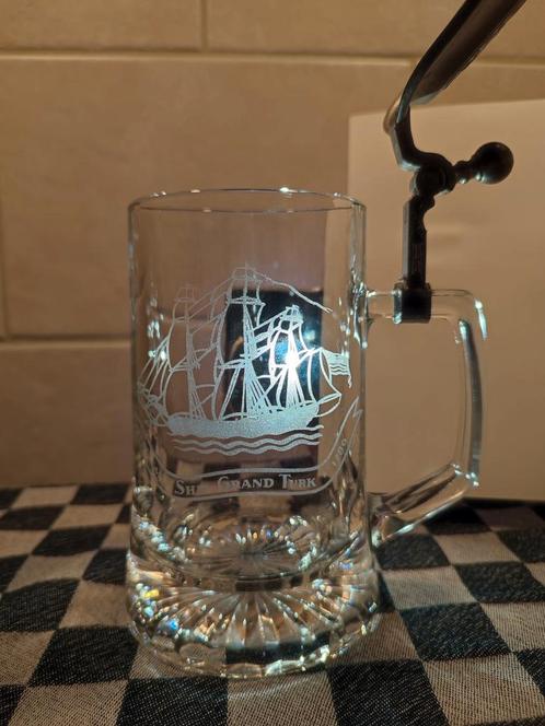 Vintage glazen bierpul, Verzamelen, Glas en Borrelglaasjes, Nieuw, Bierglas, Ophalen of Verzenden