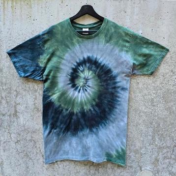 Spiral tie dye groen - grijs - zwart t-shirt unisex maat XXL beschikbaar voor biedingen