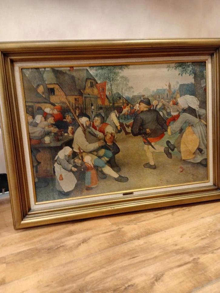Schilderij: Dorpsfeest in Gouden Lijst Pieter Breugel, Antiek en Kunst, Kunst | Schilderijen | Klassiek, Ophalen