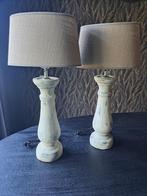 Set van 2 lampen met stoffen kap, Ophalen, Gebruikt, Hout, 50 tot 75 cm