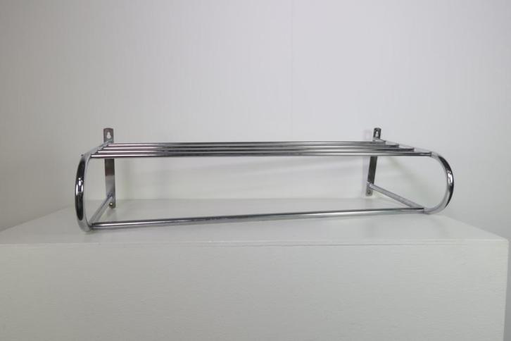 vintage design chrome wandkapstok met hoedenplank jaren 60, Huis en Inrichting, Woonaccessoires | Kapstokken, Gebruikt, Wandkapstok