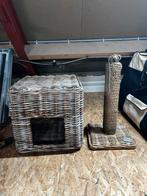 Rieten kattenmand met bijpassende krabpaal., Dieren en Toebehoren, Krabmeubelen, Ophalen, Gebruikt, Krabpaal