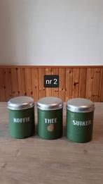 EMAILLE RESEDA GROENE BUSSENSET MET GOUDEN BIES., Antiek en Kunst, Antiek | Emaille, Ophalen of Verzenden