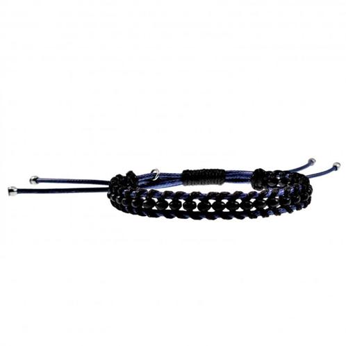 Macramé Armband Unisex Gewaxt Leerdraad Blauw-Zwart RVS, Sieraden, Tassen en Uiterlijk, Armbanden, Nieuw, Leer, Blauw, Met bedels of kralen