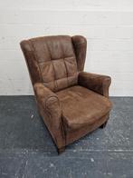 Oorfauteuil / fauteuil in bruine stof, Huis en Inrichting, Fauteuils, Ophalen, Gebruikt, /, /