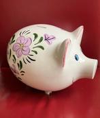 Grote aardewerken Spaarvarken met Bloemen, Ophalen of Verzenden, Gebruikt, Overige vormen, Steen of Aardewerk