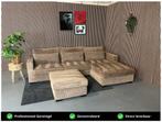 GRATIS LEVERING Ribstof Loungebank Bruin 300x190 REFURBISHED, Huis en Inrichting, 300 cm of meer, Ophalen of Verzenden, Zo goed als nieuw