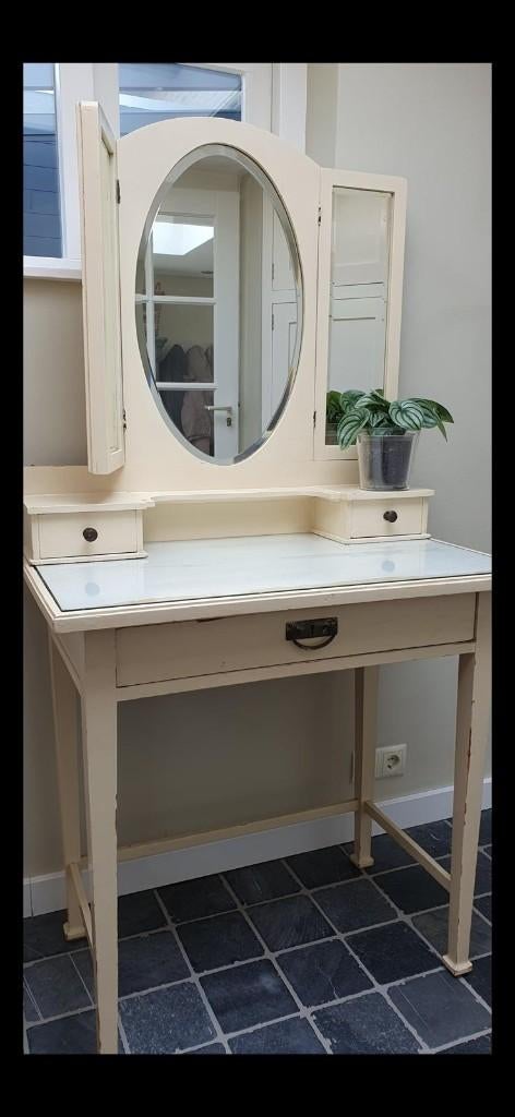 Kaptafel met geslepen spiegels (1920-1940), Ophalen, Gebruikt, Klassiek, 50 tot 100 cm