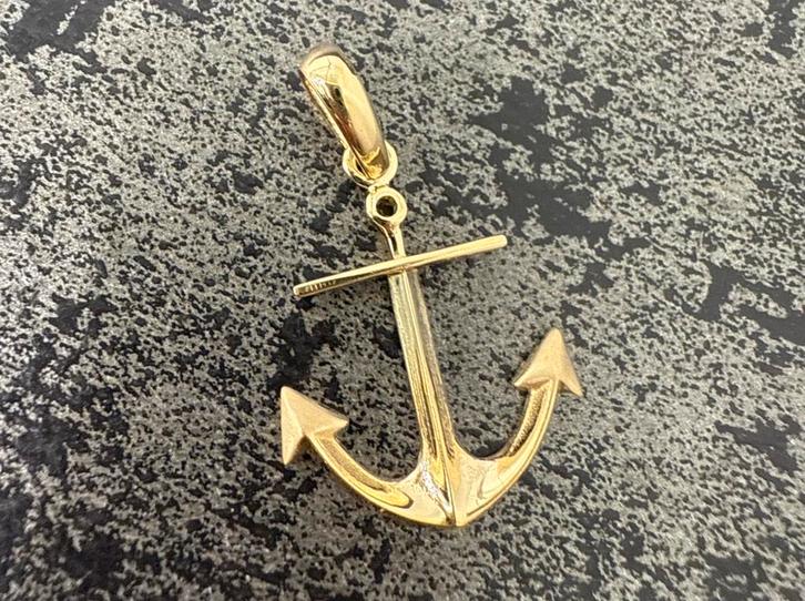 Prachtige 14k gouden anker hanger, Sieraden, Tassen en Uiterlijk, Kettinghangers, Nieuw, Goud, Goud, Ophalen of Verzenden
