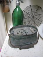 Oude zinken aas emmer / aasketel aasemmer vis emmer ketel, Antiek en Kunst, Curiosa en Brocante, Ophalen of Verzenden