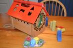 houten speelgoedhuisje met klok, telefoon en blokken, Kinderen en Baby's, Overige typen, Gebruikt, Ophalen of Verzenden