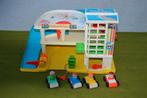 vintage Fisher Price parkeer garage 2504 uit 1987 met 4 auto, Ophalen of Verzenden, Gebruikt, Speelset