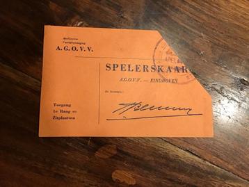 Voetbal toegangskaartje spelerskaart AGOVV EVV Eindhoven ‘60 beschikbaar voor biedingen