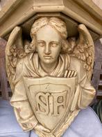 Antieke console Engel Sculptuur met Wapen, Antiek en Kunst, Kunst | Beelden en Houtsnijwerken, Ophalen of Verzenden