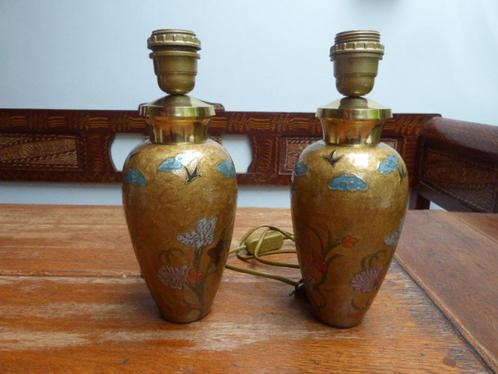 2 vintage emaille op koper lampen (cloissone), Antiek en Kunst, Antiek | Lampen, Ophalen of Verzenden
