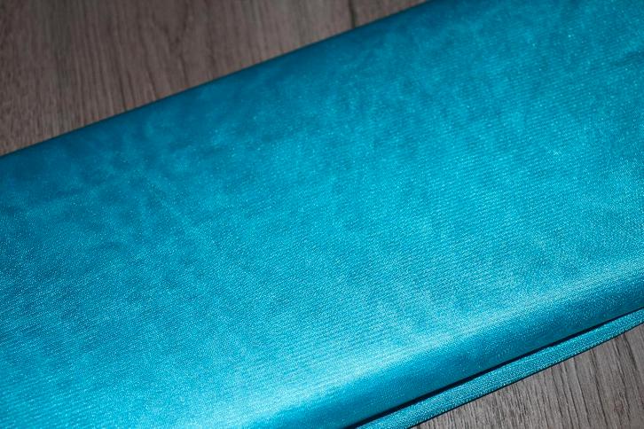 Charmeuse voering stof - uni aqua blauw gekleurd #2783, Hobby en Vrije tijd, Stoffen en Lappen, Nieuw, Polyester, 120 cm of meer