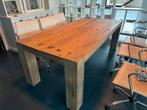 Wagonplanken eiken hout eettafel 220x100x78cm, Ophalen, Eikenhout, 50 tot 100 cm, Zo goed als nieuw