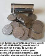 Spaarpijp van de Zweedse postspaarbank, KRONEN, met munten, Ophalen of Verzenden, Zo goed als nieuw, Metaal of Blik, Overige thema's