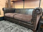 Vintage Lederen Bankstel, Ophalen, Gebruikt, Tweepersoons, Rechte bank